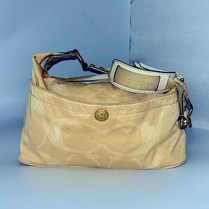 COACH KHAKI SIGNATURE SCRIBBLE WEEKEND HOBO BAG 10699 HANDBAG SHOULDER SATCHEL